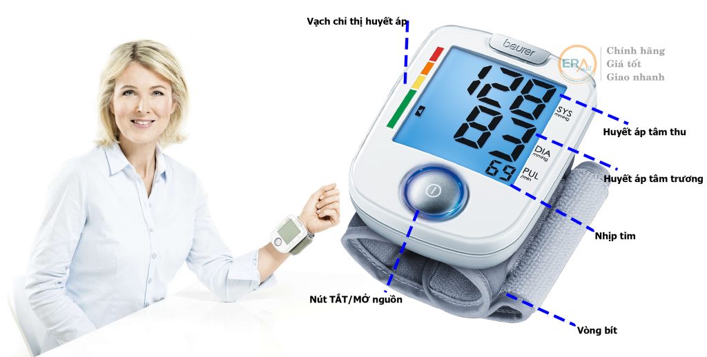 Cách đo huyết áp cổ tay, hướng dẫn sử dụng máy đo huyết áp Beurer BC44: