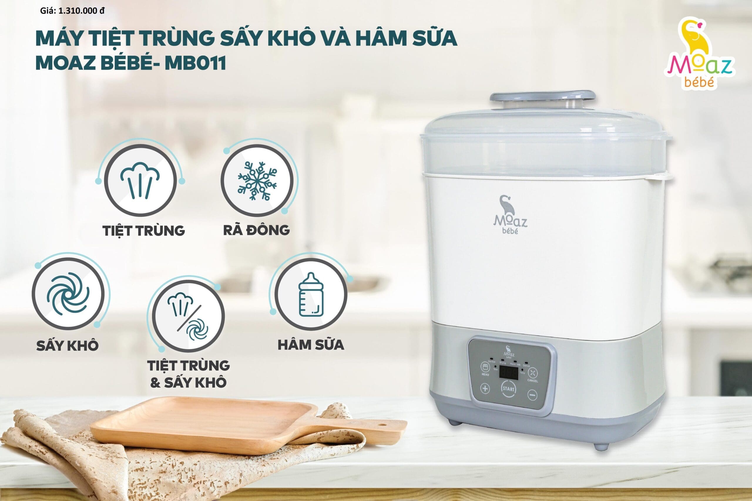Máy tiệt trùng sấy khô và hâm sữa Moaz BéBé MB-011