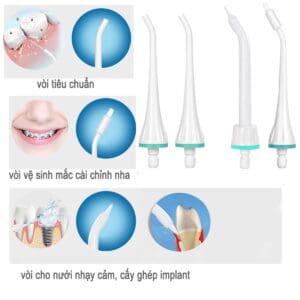 4 đầu phun của Máy tăm nước cầm tay pin sạc Procare A3