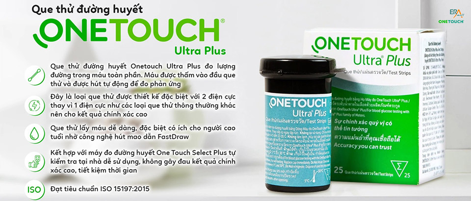 Hộp 25 que thử đường huyết OneTouch Ultra Plus