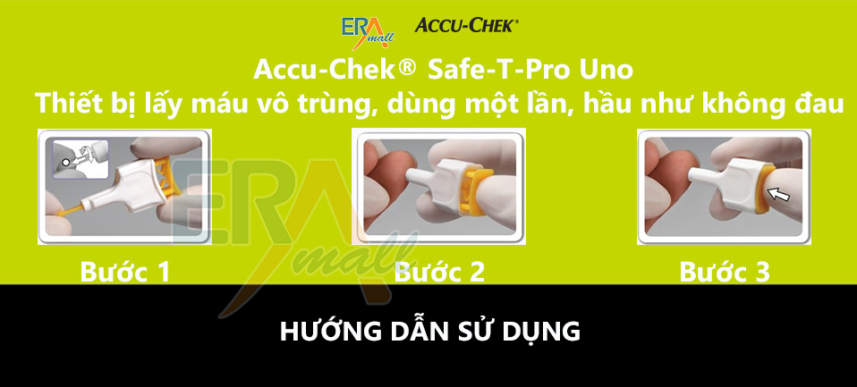 Hộp 200 kim lấy máu Accu-Chek Safe T-Pro Uno hướng dẫn sử dụng