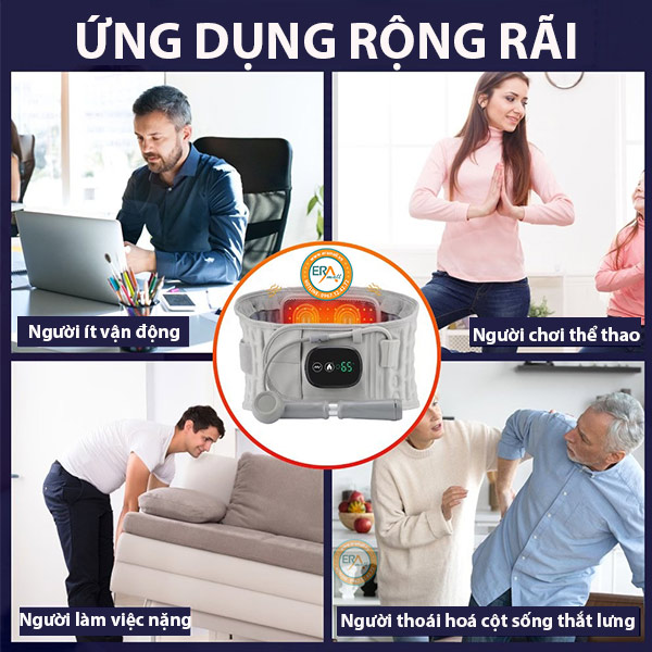 Đai hỗ trợ côt sống massage rung nhiệt pin sạc