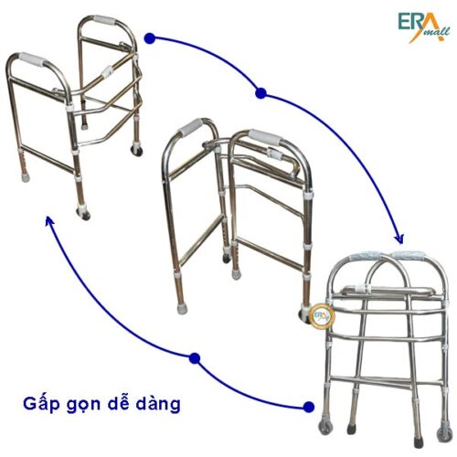 Khung tập đi inox gấp gọn có bánh xe SV-965